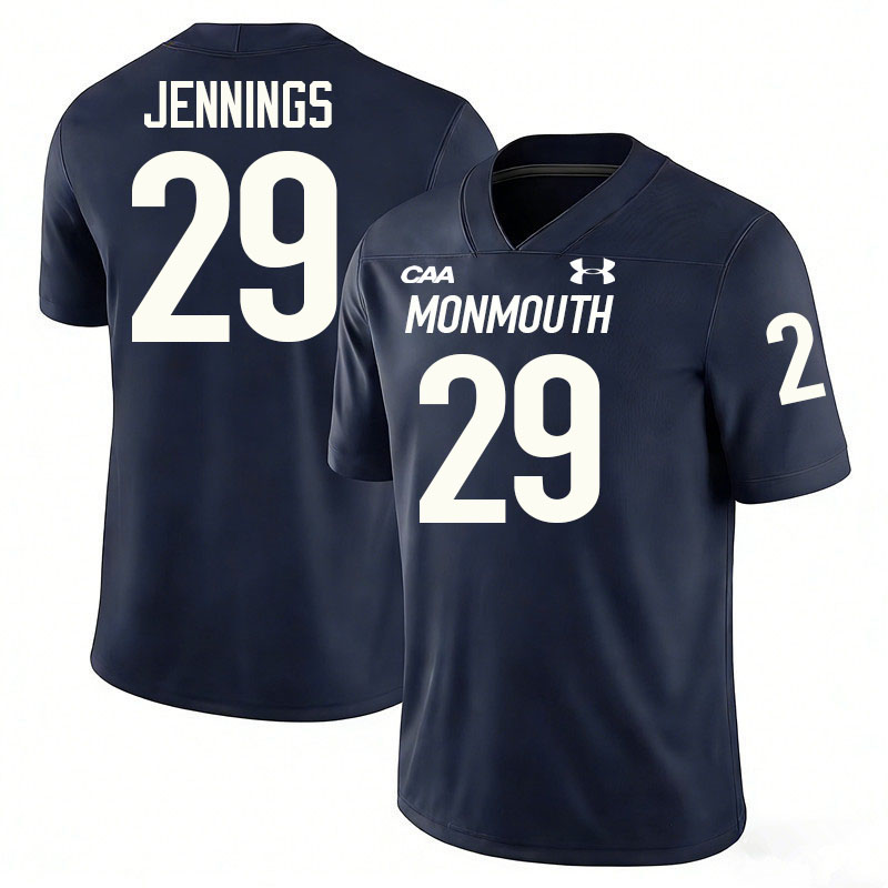 Monmouth Hawks #29 Elijah Jennings College Football Jerseys,Uniforms-Navy